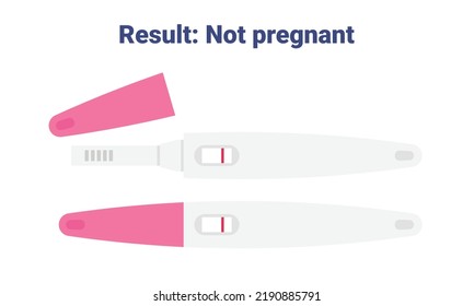 Negative pregnancy test result vector illustration. Pregnancy negative test 1 stripe with cap flat design clipart. Not pregnant result. Medical, female reproductive, planning of pregnancy concept