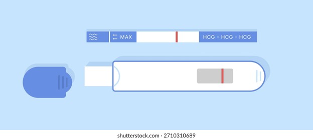 Negative pregnancy test strip and plastic. Isolated objects.