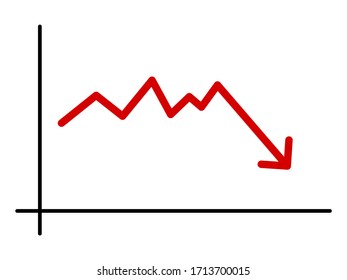 Negative Red Business Chart Icon. Vector Image.