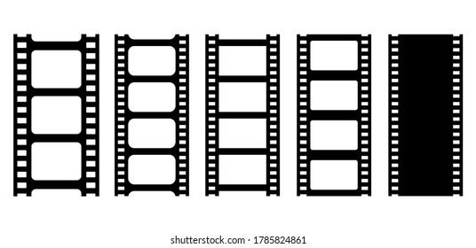 Negative reel and film stip vector icons isolated on white background