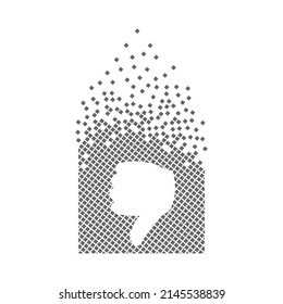 Negative sign fast pixel dots icon. The manual negative sign pixel is flat-solid. Dissolved and dispersed moving dot art. Integrative and integrative pixel movement. Connecting the modern dots.
