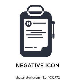 Negative sign on medical clipboard icon vector isolated on white background for your web and mobile app design, Negative sign on medical clipboard logo concept