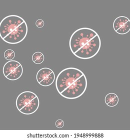 Negative Silver Stop Covid Gray Test Danger Sign Virus Wallpaper. Asian Flue Restrictions Forbidden Grey Covid-19 Epidemic Backdrop. Sick Pandemic Red Healthcare Quarantine Coronavirus Illustration.