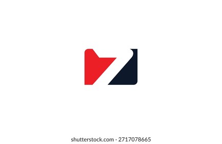 Espacio negativo 7 Logotipo de forma numérica Plantilla de Vector de color negro y rojo