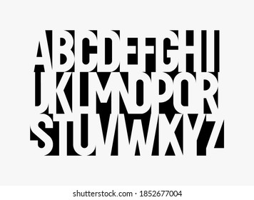 Negative Space Aalphabet cutout font modern type for logo, headline, monogram, creative lettering and maxi typography. Minimal style condensed letters, vector typographic design