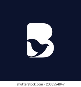 Negative space alphabet initial icon logo B with a design of a BIRD