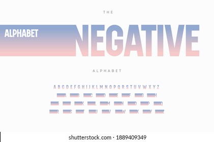 Negative space alphabet. Stunning color gradient font, condensed type for modern logo, headline, monogram, creative lettering and maxi typography. Minimal style tall letters, vector typographic design