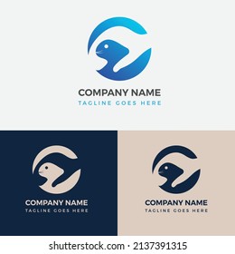 Negative Space Animal Logo Design Vector Eps