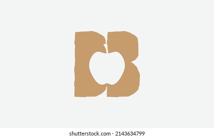 Negative space apple icon in letter BB - Vector illustration. 