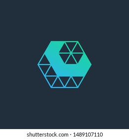 Negative space Arrow  hexagon abstract logo design. Arrow icon. Web, Digital, Marketing, Network icon. construction concept. -vector