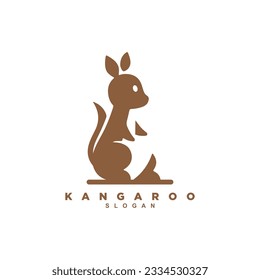 Negative space Australian  kangaroo pouch logo design vector