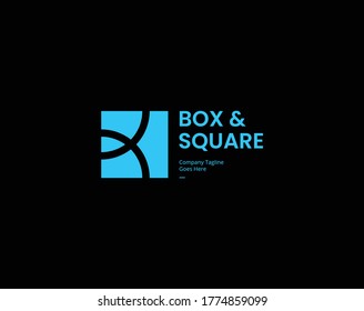 Negative space B letter on square shape simple minimal logo icon sign design concept. Vector template. Isolated object on background