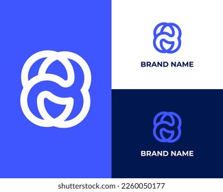 Espacio negativo letra B en forma cuadrada simple logotipo mínimo