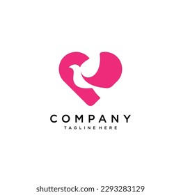 negative space bird with love logo design vector graphic symbol icon sign illustration creative idea	