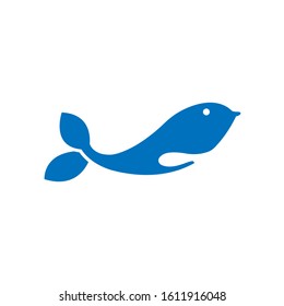 negative space blue dolphin art logo design. vector illustration.