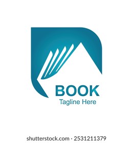 Plantilla de diseño de logotipo de libro de espacio negativo.