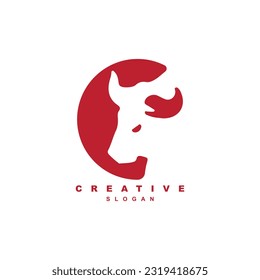 Ilustración vectorial del logotipo de la cabeza de toro espacial negativa