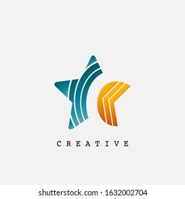 Negative Space C Letter Initial Abstract Techno Star Logo vector design for company identity.