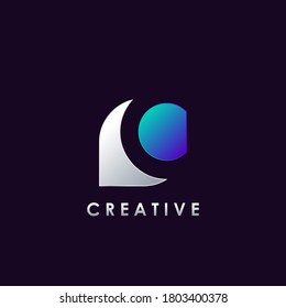 Negative Space C letter initial  logo template design for brand identity.