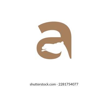negative space camel letter a logo vector with solid color