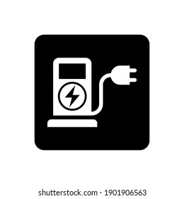 Icono de la estación de espacio de carga negativo para el vehículo de la batería.