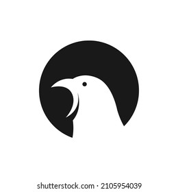 negative space circle with little bird logo design vector