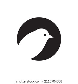 negative space circle with little bird logo design, vector graphic symbol icon sign illustration 