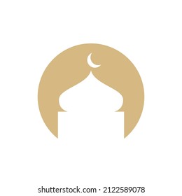 negative space circle with mosque logo design, vector graphic symbol icon illustration creative idea