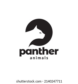 negative space circle with panther logo design, vector graphic symbol icon illustration creative idea