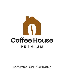 Negative Space Coffee Bean House Logo Stock Vector (Royalty Free ...