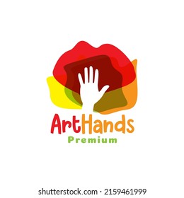 negative space colorful hand art abstract logo design, vector graphic symbol icon illustration creative idea