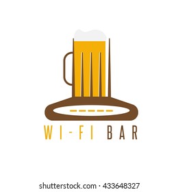 negative space concept of router and beer mug