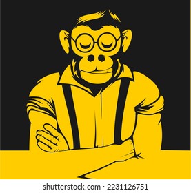 negative space cool chimpanzee illustration
