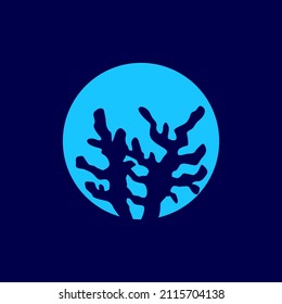 negative space with coral reef logo design, vector graphic symbol icon illustration