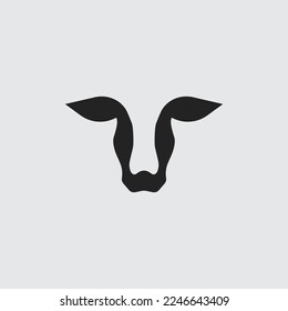 Espacio negativo logotipo de vaca blanco y negro