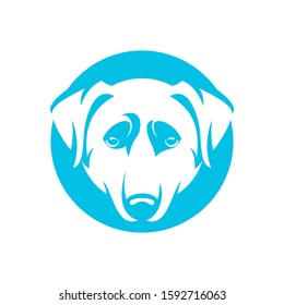 Negative space dog head within a circle