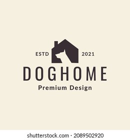 negative space  dog with home logo symbol icon vector graphic design illustration idea creative 