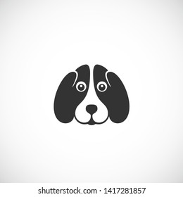 Negative Space Dog Vector Sign Emblem or Logo Template. Cute Beagle Face in Flat Style Concept. Good for Pets Care Programs, Stores and Shops. Isolated.