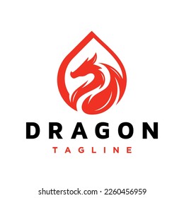Negative space dragon head in a circle shape logo design. Dragon head vector icon