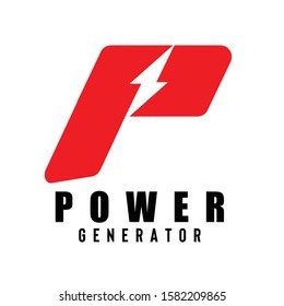 Negative space of electricity icon in P letter logo design can be used for product logo or promotional material for products