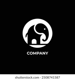 Negative space elephant logo design inspiration