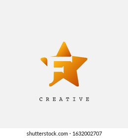 Negative Space F Letter Initial Abstract Techno Star Logo vector design for company identity.