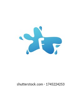 Negative Space F letter logo icon in water splash shape design template.