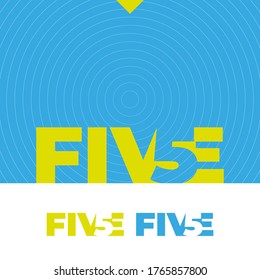 Negative space five design. Vector five negative space logo design.