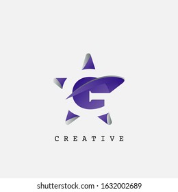 Negative Space G Letter Initial Abstract Techno Star Logo vector design for company identity.