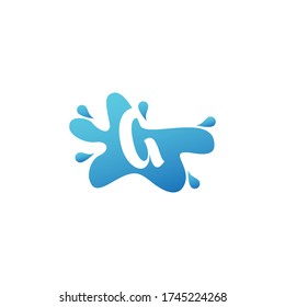 Negative Space G letter logo icon in water splash shape design template.