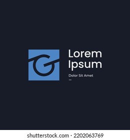 Espacio negativo letra G en forma cuadrada simple concepto de diseño de símbolo de logotipo mínimo. Plantilla de vectores. Objeto aislado en segundo plano