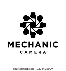 negative space gear and camera logo design