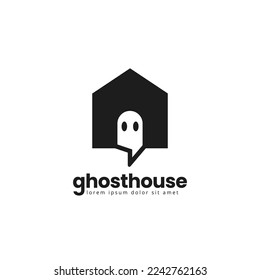 Espacio negativo fantasma en casa concepto mínimo de diseño de logo ilustración vectorial