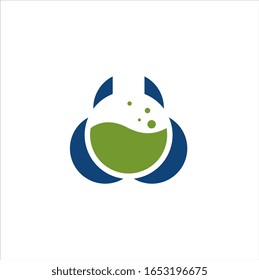 Negative space glassware laboratory in monogram C for science vector illustration